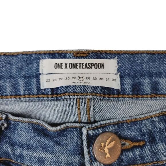 One Teaspoon Freebirds II Low Waist Stretch Fitted Leg Step Hem Zipper Ankle 27 - Picture 8 of 13